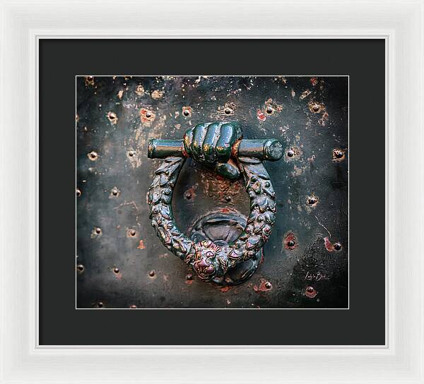 Weathered Door Knocker Italy - Framed Print