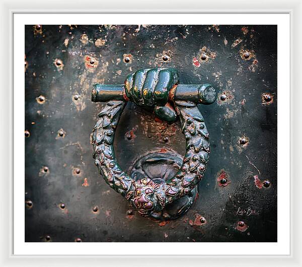 Weathered Door Knocker Italy - Framed Print