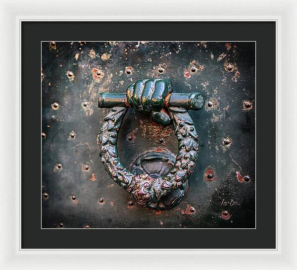 Weathered Door Knocker Italy - Framed Print