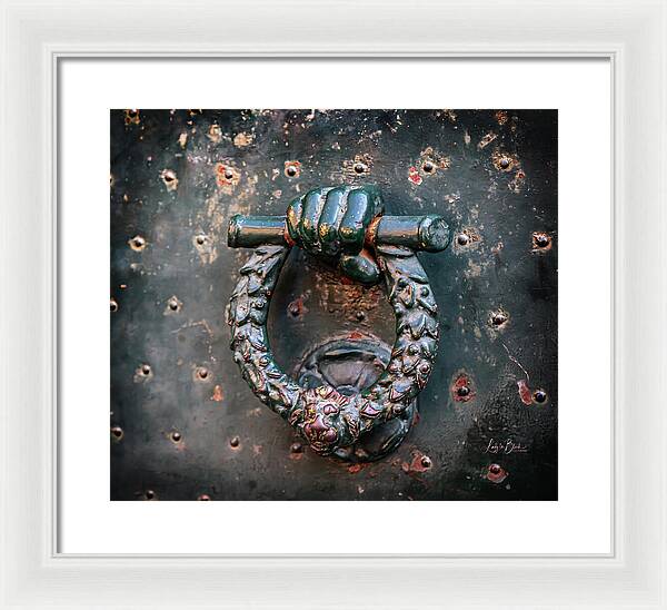Weathered Door Knocker Italy - Framed Print