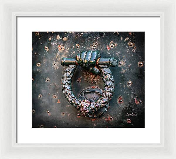 Weathered Door Knocker Italy - Framed Print