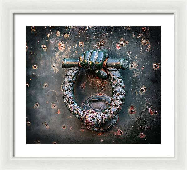 Weathered Door Knocker Italy - Framed Print
