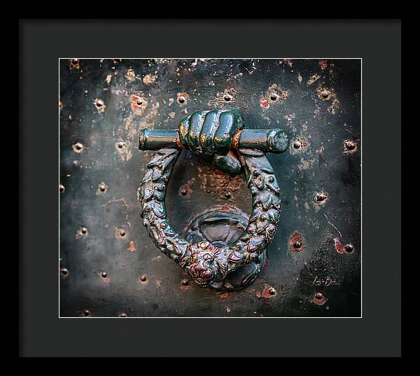 Weathered Door Knocker Italy - Framed Print