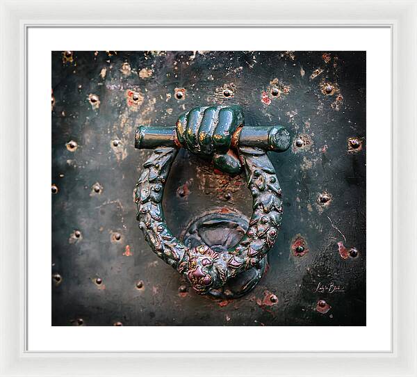 Weathered Door Knocker Italy - Framed Print