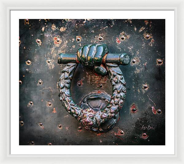 Weathered Door Knocker Italy - Framed Print