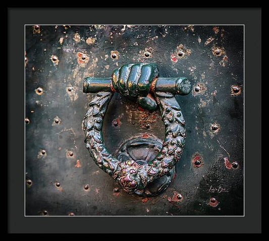 Weathered Door Knocker Italy - Framed Print
