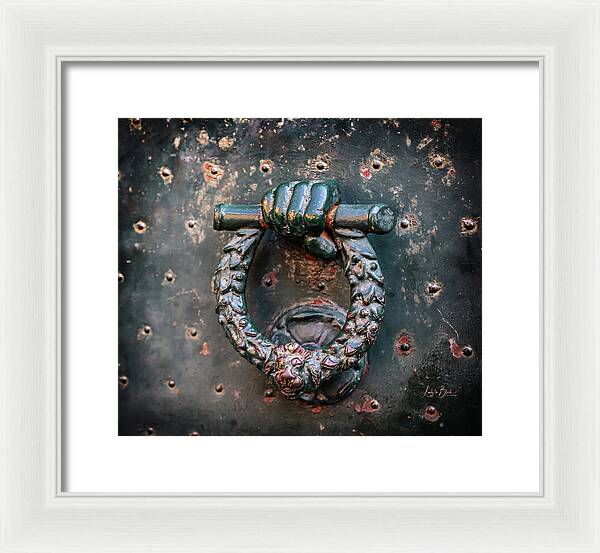 Weathered Door Knocker Italy - Framed Print