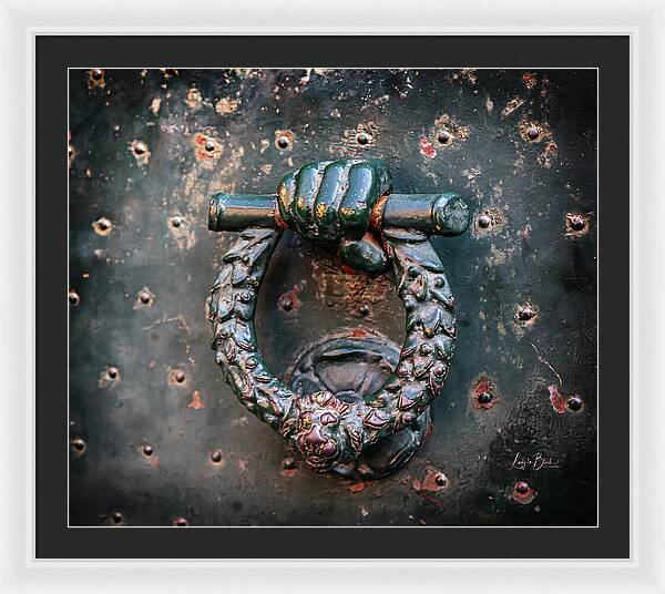 Weathered Door Knocker Italy - Framed Print