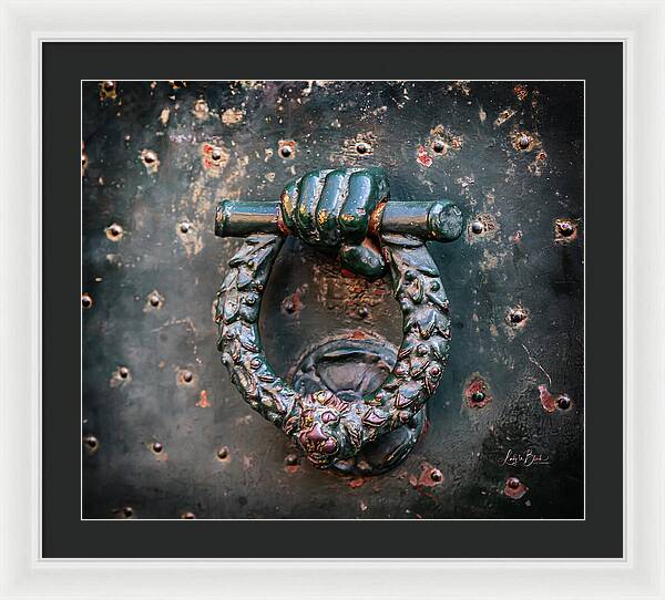 Weathered Door Knocker Italy - Framed Print