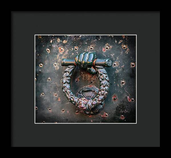 Weathered Door Knocker Italy - Framed Print