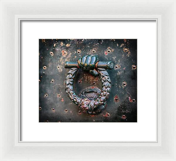 Weathered Door Knocker Italy - Framed Print