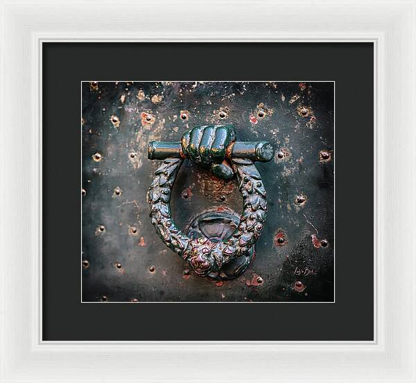 Weathered Door Knocker Italy - Framed Print