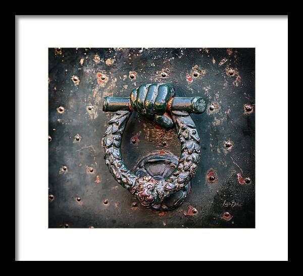 Weathered Door Knocker Italy - Framed Print
