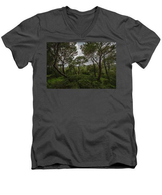 Hillside View from Spain Castle Gardens II - Men's V-Neck T-Shirt