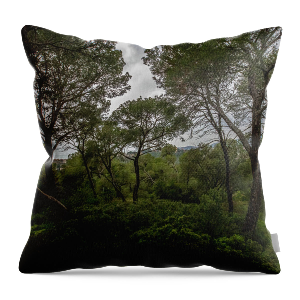 Hillside View from Spain Castle Gardens II - Throw Pillow