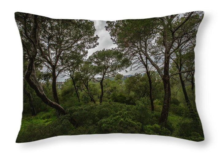 Hillside View from Spain Castle Gardens II - Throw Pillow