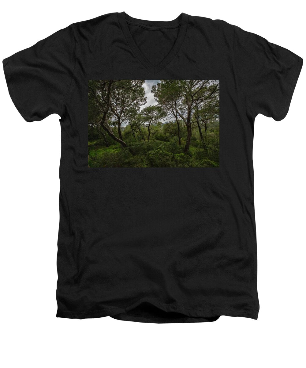 Hillside View from Spain Castle Gardens II - Men's V-Neck T-Shirt
