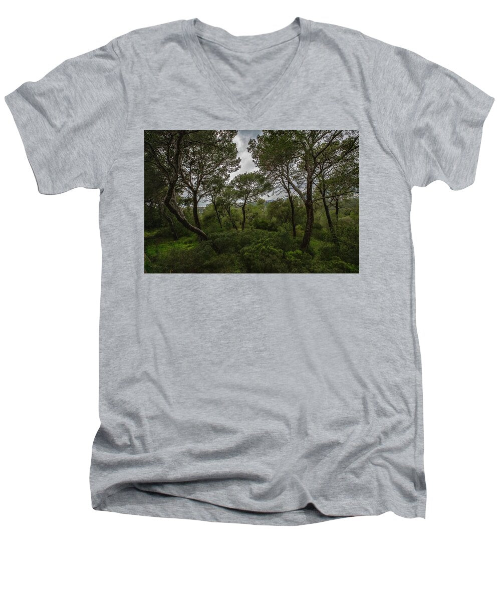 Hillside View from Spain Castle Gardens II - Men's V-Neck T-Shirt