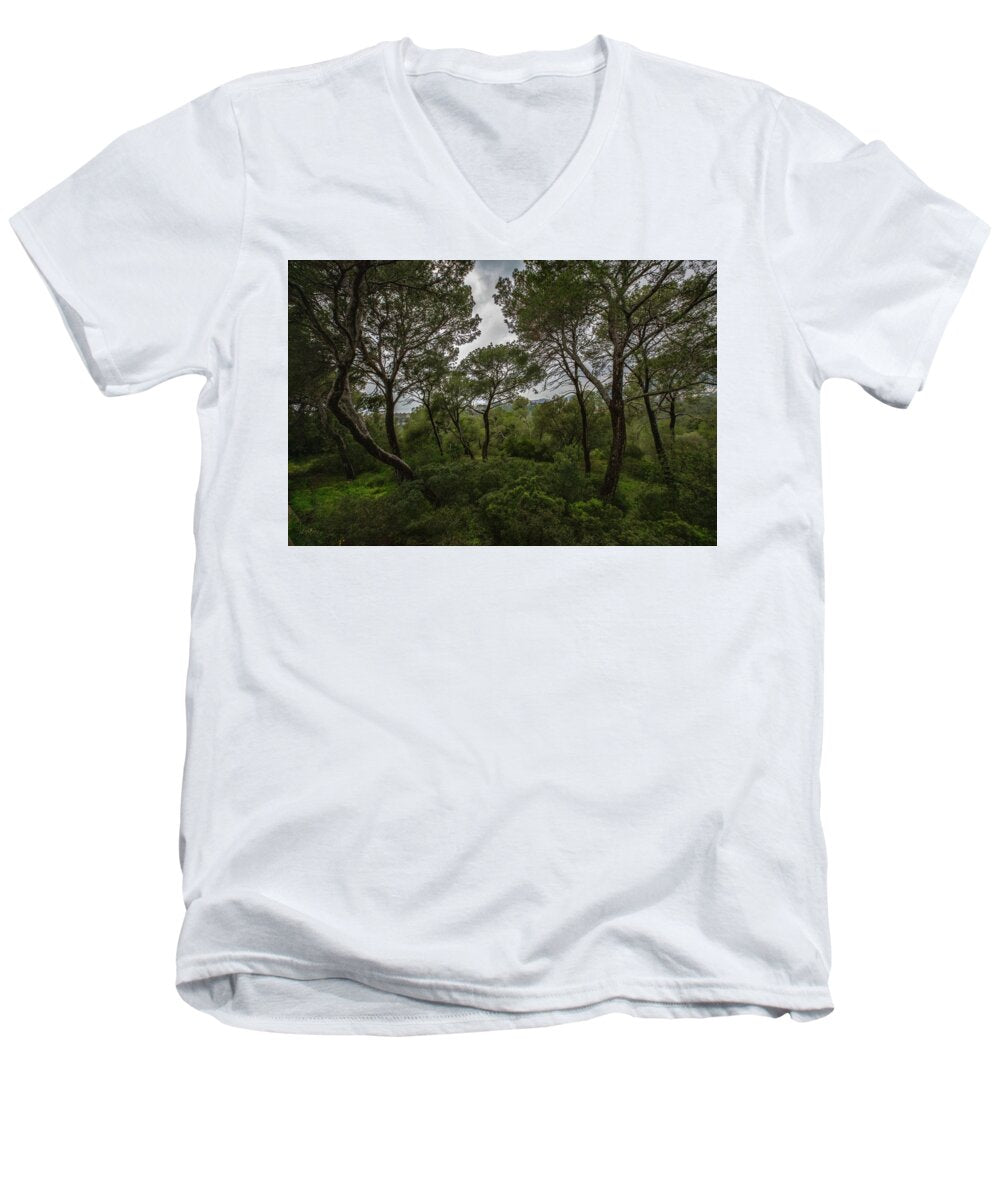 Hillside View from Spain Castle Gardens II - Men's V-Neck T-Shirt